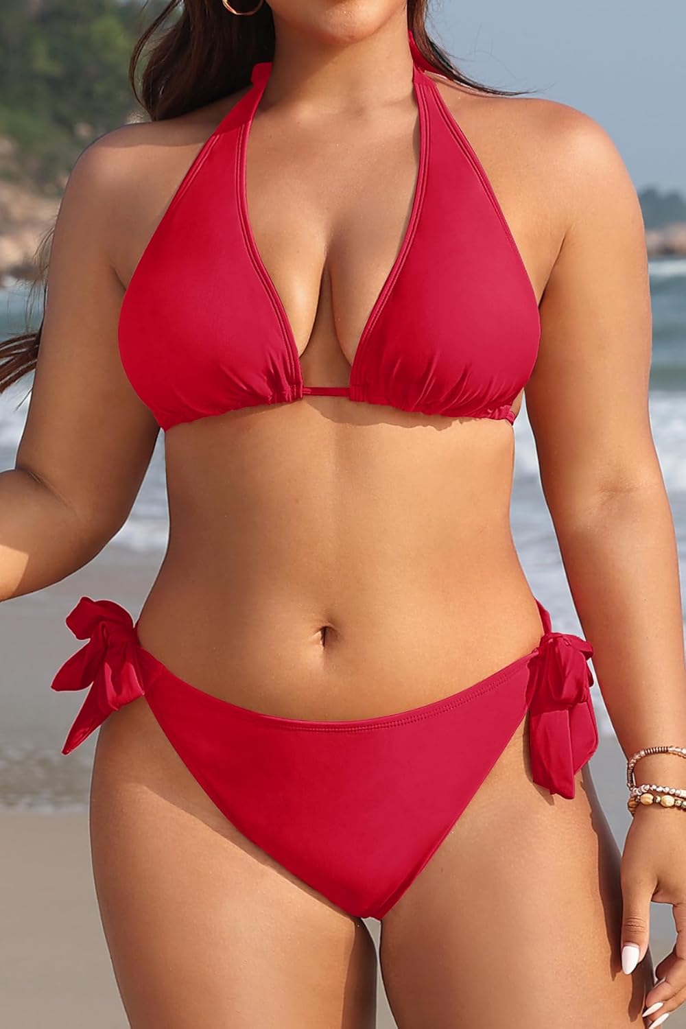 Tempt Me Women Plus Size Triangle Bikini Halter Two Piece Swimsuit Sexy Tie Side Bathing Suits - Image 5