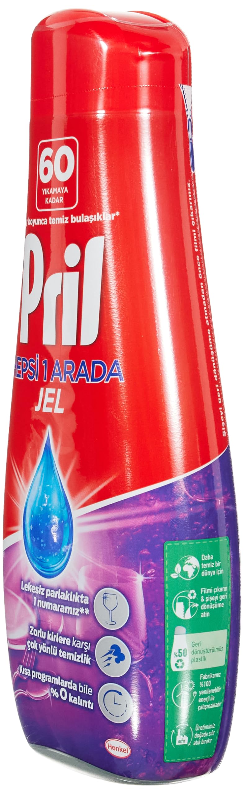 Pril Hepsi 1 Arada Jel Standart 60 Yıkama Bulaşık Deterjanı (1 x 1080g) (3 paketi)