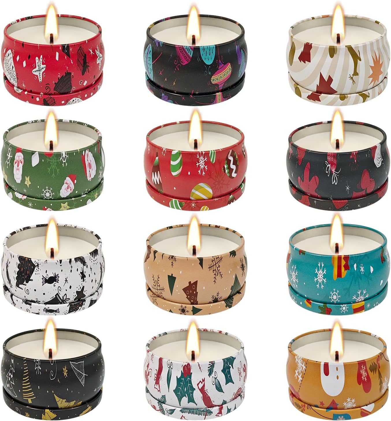 12Pack Christmas Scented Candles Gift-Aromatherapy Candle-2.5oz Natural Soy Wax with Essential Oils,Christmas Thanksgiving Gifts for Women,Home décor,Bath Yoga,Mothers Day, Birthday, Valentine's Day