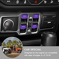 Vista 3 de Jimen Compatible con Jeep Wrangler JL JLU 2018-2023 y Jeep Gladiator JT 2020-2023, 4 piezas de cubierta de interruptor de botón de ventana