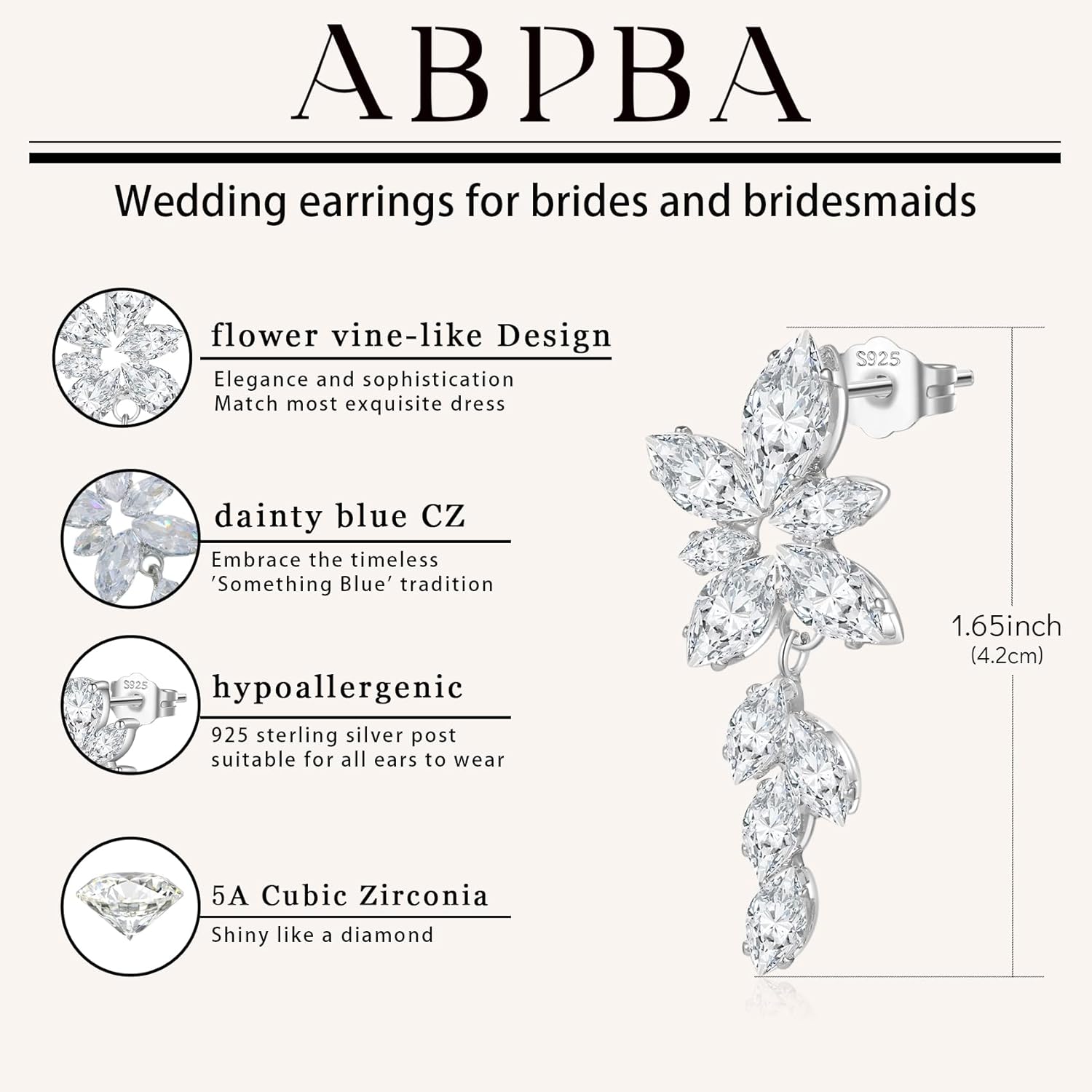 Pearl Drop Earrings for women, Dainty Bride Earrings for Wedding, Lightweight Hypoallergenic Pearl and Diamond Earring Fashion Jewelry Gift - Image 5