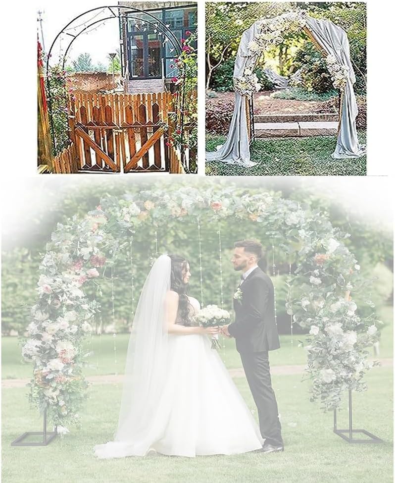 Garden Metal Garden Arch Large Wedding Arches Trellis Rose Archway Arbor Flower Stand, for Climbing Plants, Decorative Wedding Arch Wide 120cm 140cm 180cm 200cm 240cm (Size : 5.9x7.2ft)