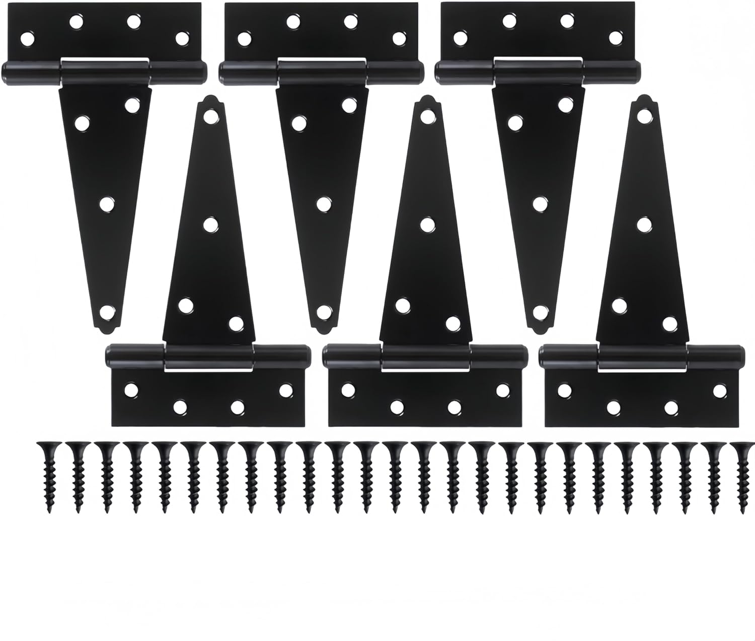 8 Inch Heavy Duty T-Strap Hinge, Shed Door Hinges Gate Hinges Black Tee Hinge Wrought Hardware for Wooden Fences Yard Rustproof (6 pcs )