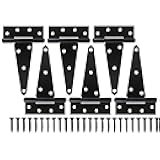 8 Inch Heavy Duty T-Strap Hinge, Shed Door Hinges Gate Hinges Black Tee Hinge Wrought Hardware for Wooden Fences Yard Rustproof (6 pcs )