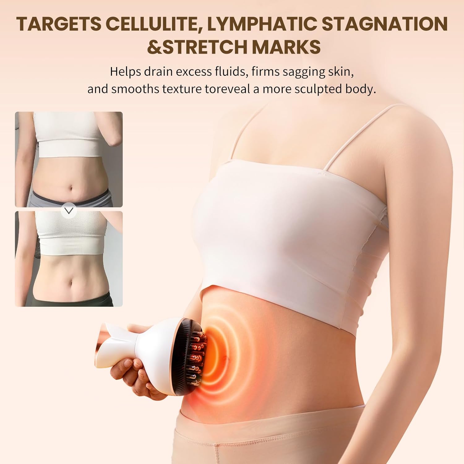 Lymphatic Drainage Massager & Anti Cellulite Massage Tool, Helps Reduce Stretch Marks & Cellulite, for Legs, Arms & Belly, Body Sculpting Machine with Microcurrent, Light, Heat & Vibration - Image 2