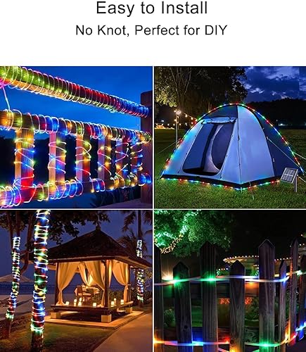 Miniatura 7 de Guirnalda de luces solares de 200 luces LED mejoradas de 70 pies, temporizador y 8 modos de iluminación, accesorios para cama elástica, luces