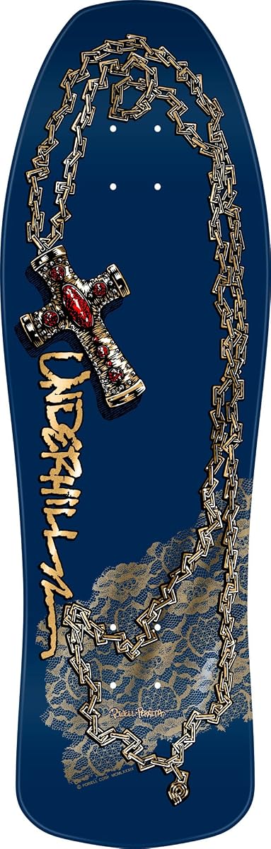 Powell Peralta Ray Underhill Cross Reissue Skateboard Deck, Navy/Gold Foil, 9.9" x 31.03"