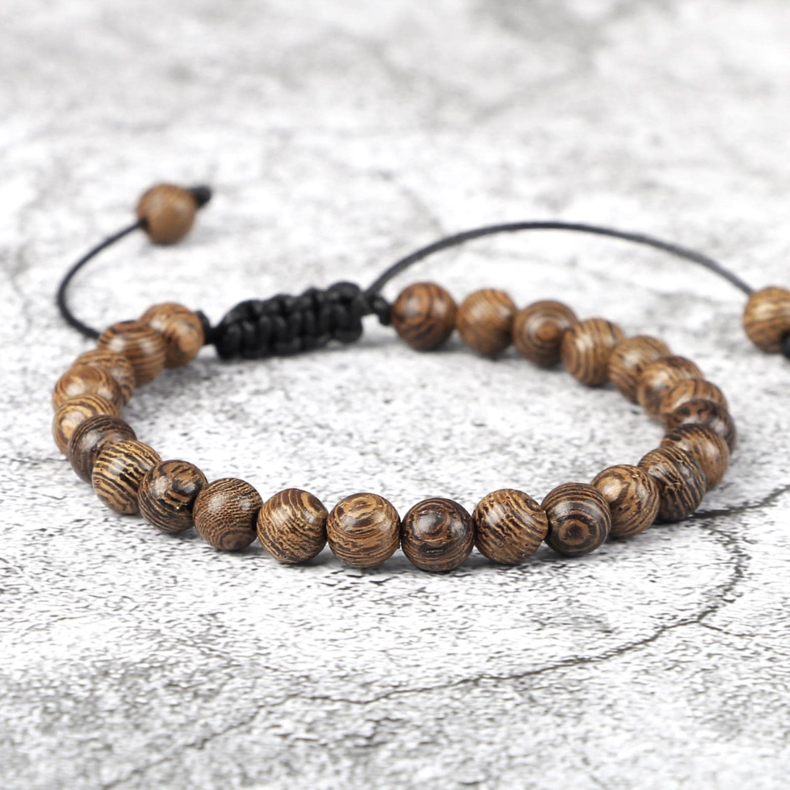 1 pc Holz Perlen geflochten Armband Gebet Armreifen Schmuck Frauen einstellbar paar Armbänder