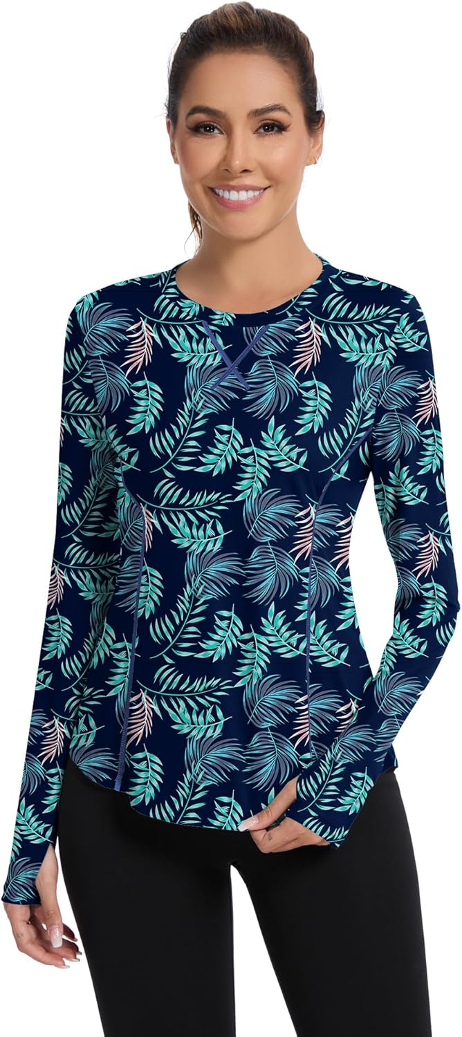 Avoogue Women UPF 50+ UV Shirts Long Sleeve with Thumb Holes Workout Sun Shirt Quick Dry Athletic Hiking Running Tops - Image 2