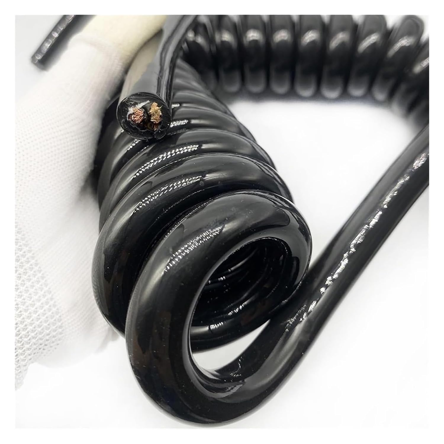 Retractable Spring Coiled Extension Cord ， 5 Core 4mm2 Elastic Spiral Tailboard Cable Wear, Wire Automobile Extensible(Stretch 3 Meter)