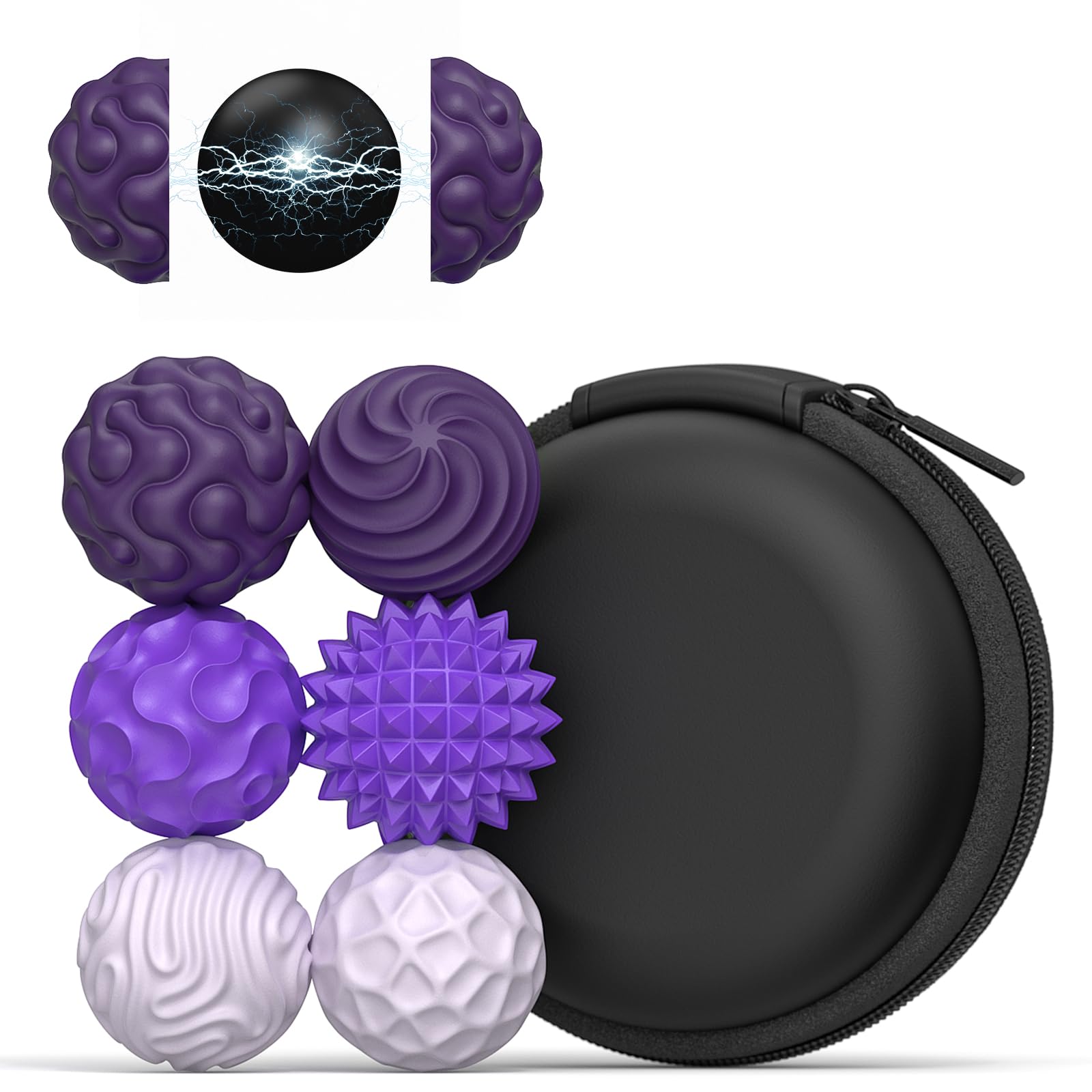 6 Stück Magnetic Fidget Balls Magnetkugeln Stressball Silikon Magnetische Sensorik Bälle Spielzeug, Sensorisches Spielzeug, Anti Stress Stimming Sensory Fidget Toys für Erwachsene ADHS, Angst (Lila)