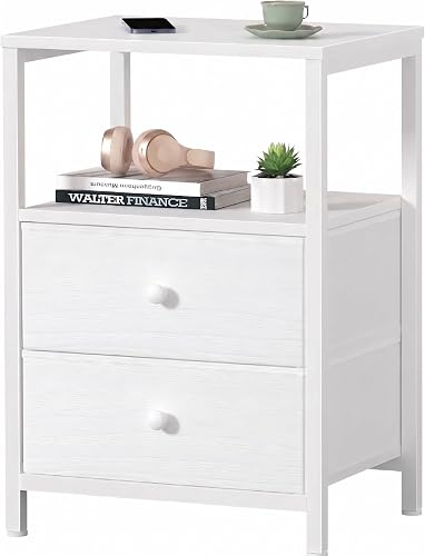 Lufeiya Bedside Table with 2 Drawers, Modern Wooden Side … - 1