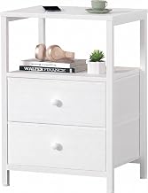 Lufeiya Bedside Table with 2 Drawers, Modern Wooden Side Table, Stable Metal Frame, Chest of Drawers for Bedroom, Living Room, Hallway, Easy Assembly