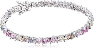 سوار تنس بتصميم علامة البرق الكهربائي متعدد الالوان من الفضة الاسترلينية عيار 925, One Size, فضة استرليني, زركونيا مكعب، للنساء