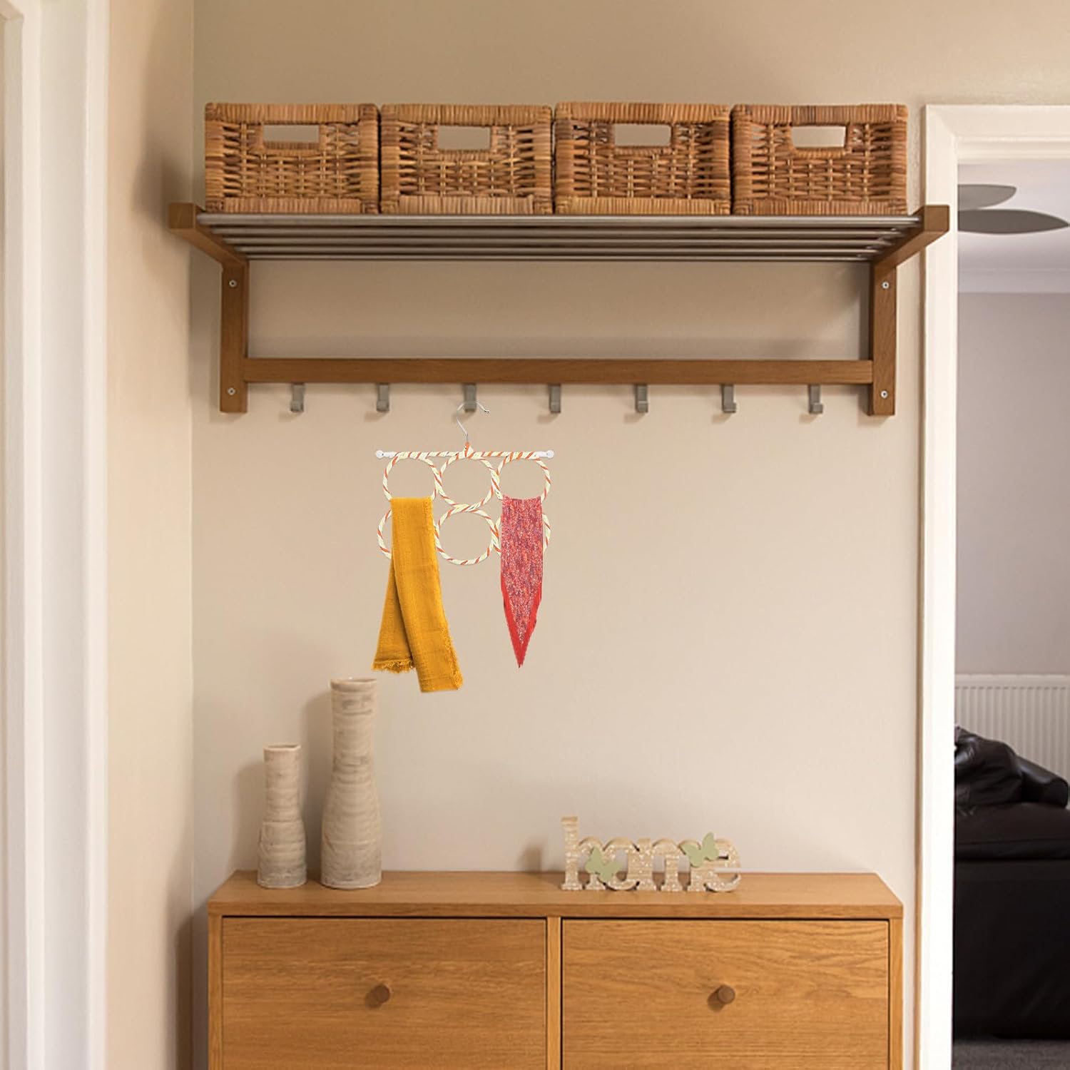 Garneck 2pcs Scarf Rack Tie Hanger Men’s Belt Children Storage Frame Wall Hangers for Clothes Scarf Hanger Holder Hanging Scarf Organizer Men Belt Natural Paper Rope Multifunction Tie Rack
