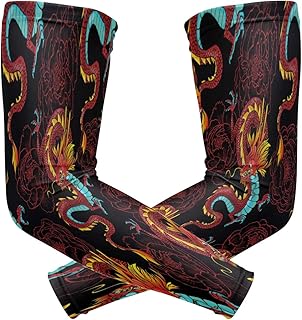 ZZKKO Ancient Dragon Cooling Arm Sleeves Cover Uv Sun Protection for Men Women Running Golf Cycling Arm Warmer Sleeves 1 Pair