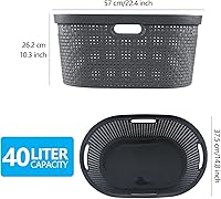 Vista 2 de Wekioger Cesta de lavandería de plástico de 40 L con asas recortadas, 4 paquetes, cesta de almacenamiento grande para ropa