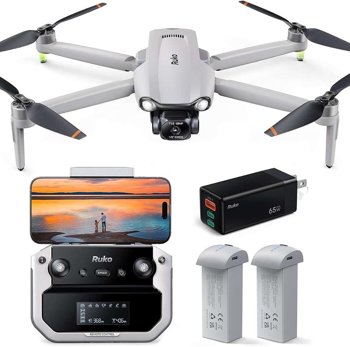 Ruko PD65W Cargador USB C y Drones F11PRO 2 Plus con Cámara para Adultos
