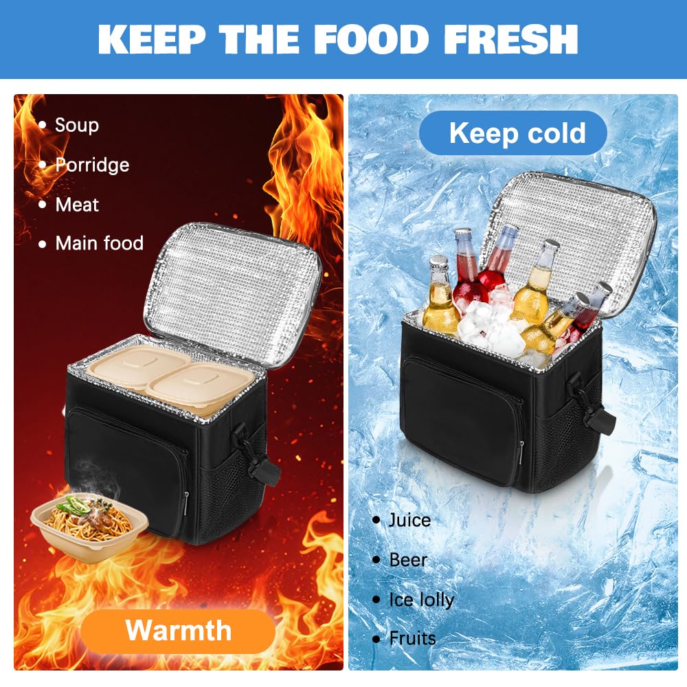 Borsa Isotermica Porta Pranzo Frigo da Campeggio Pieghevole Piccola Picnic (schwarz)
