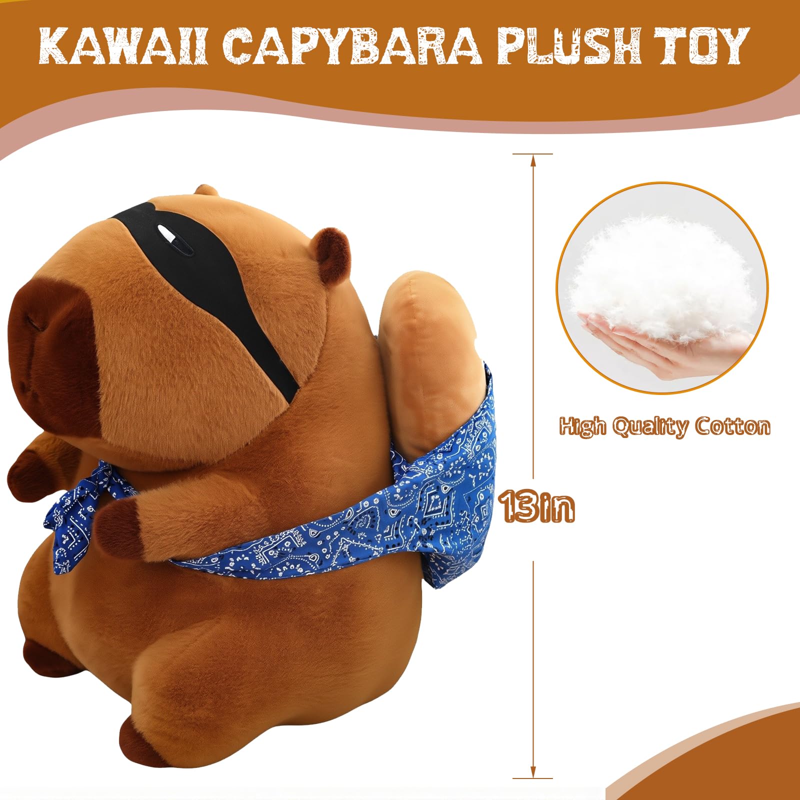 NXNYNZ 12 Inch Cute Capybara Plush Kawaii Soft Capybara Plush Doll Pillow with Bread Capybara Stuffed Aniamls Toys for Girls Kids Adults Birthdays Valentines Gift ()