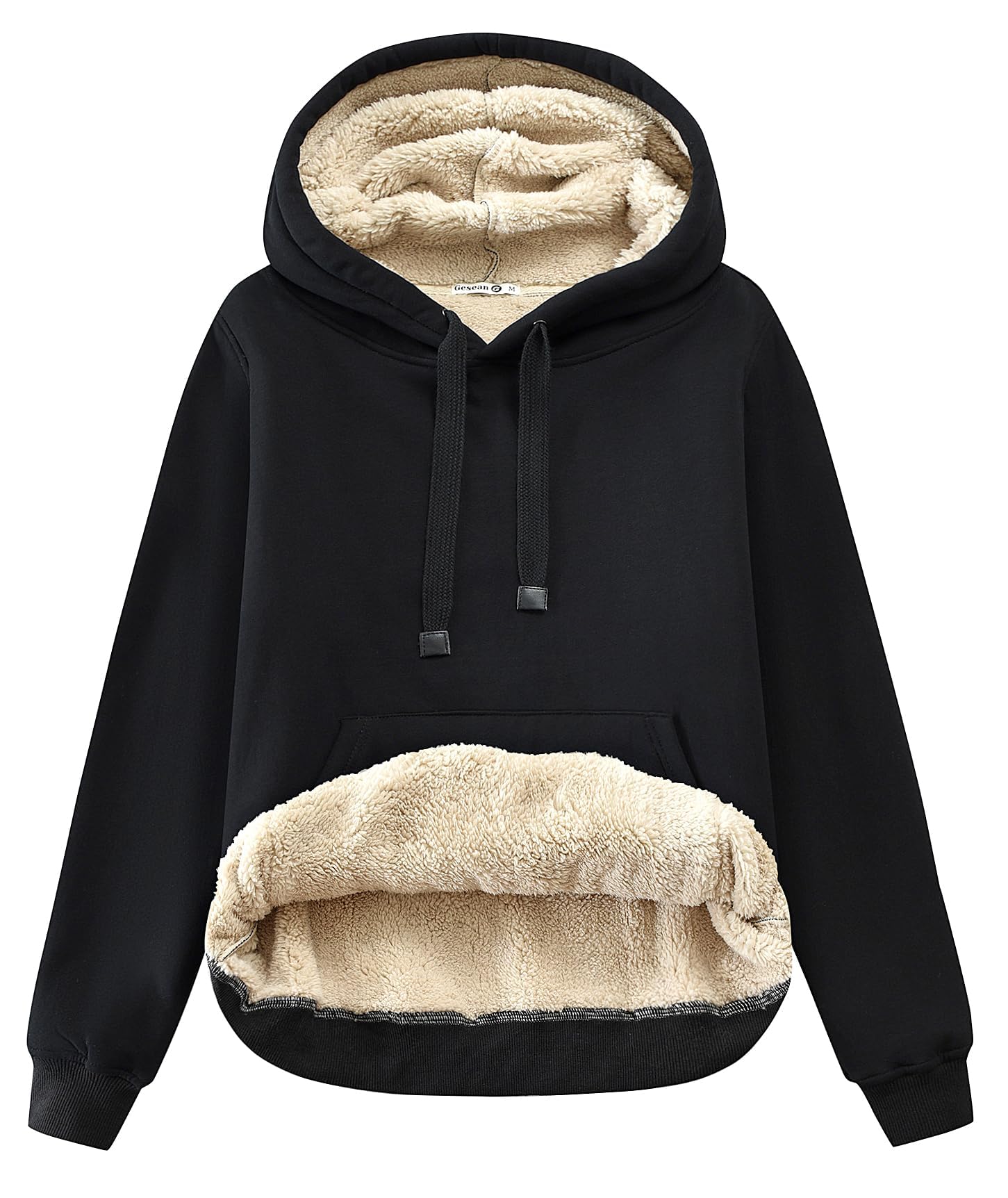 Women's Sherpa Cotton Pullover Sweatshirt Fleece Hoodie Kangaroo Hooded Pocket