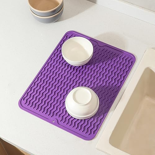 Miniatura 995 de Tapete de silicona para secado de platos para múltiples usos, fácil de limpiar, ecológico, resistente al calor, tapete de silicona para encimera