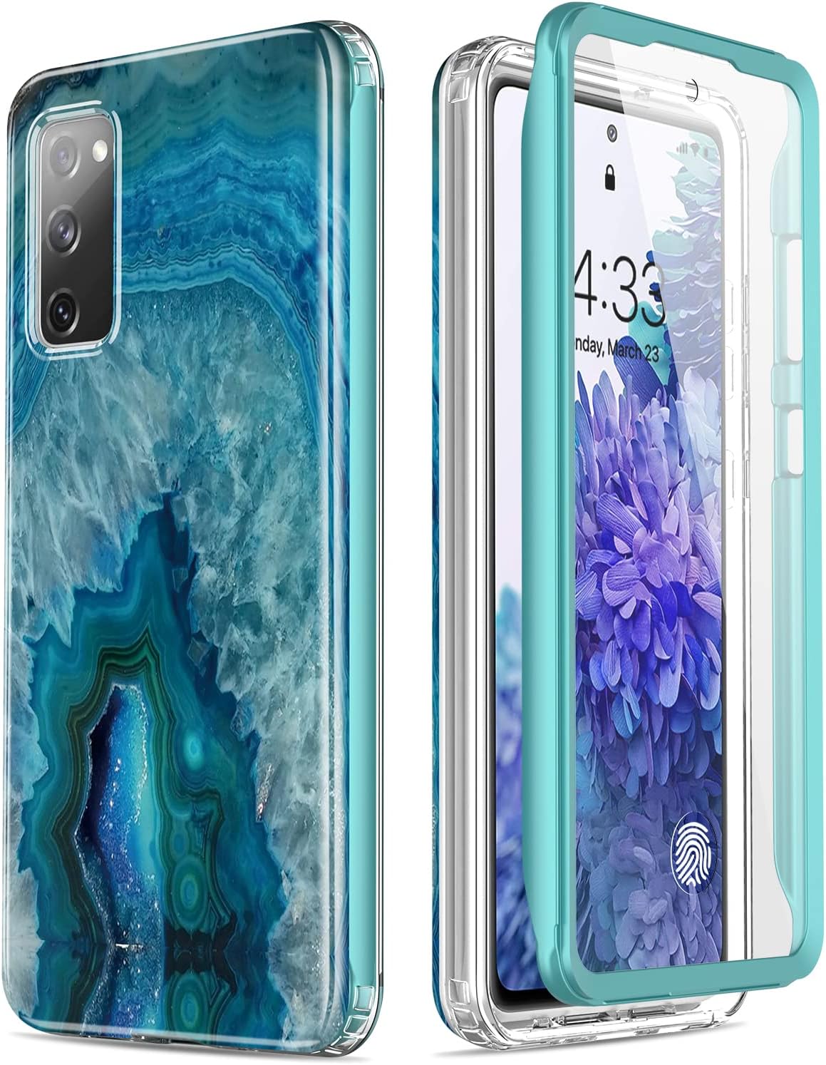Esdot Compatible with Samsung Galaxy S20 FE Case with Built-in Screen Protector,with Fashionable Designs for Women Girls,Protective Phone Case for Galaxy S20 FE 6.5" Agate Stone