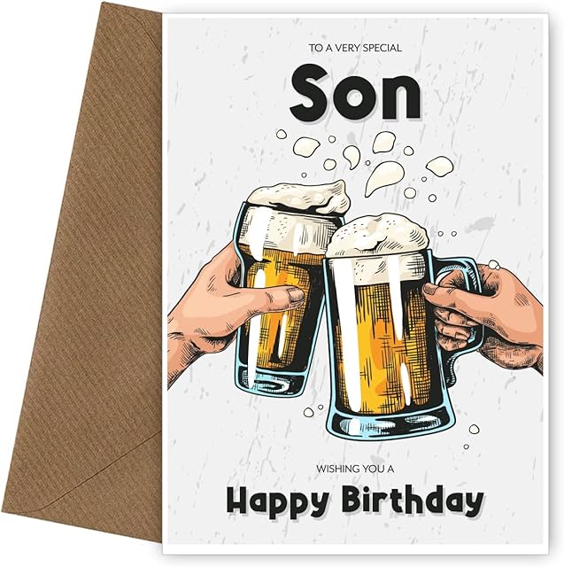 Son Birthday Card for an Adult Son - Say Happy Birthday on his 18th 19th 20th 21st 25th 30th Birthday and more - Any Age Fun Bday Card from a Mum and Dad to their Son on his Birthday with Best Wishes