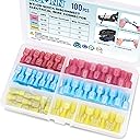 TICONN 100 Pcs Nylon Spade Quick Disconnect Connectors Kit, Electrical Insulated Terminals, Male and Female Spade Wire Crimp Terminal Assortment Kit