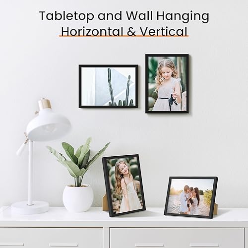 Miniatura 5 de upsimples Juego de 3 portarretratos de 5 x 7 pulgadas, hechos de vidrio de alta definición para marcos negros de 5 x 7 pulgadas, marco de fotos de