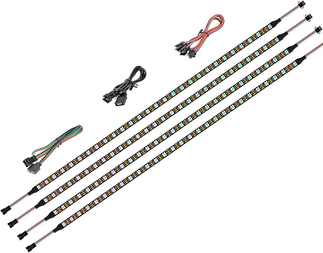 BTF-LIGHTING LED RGB PC Light Strip 4PCs 19in Individually Addressable LED Strip for 5V 3-Pin RGB LED Headers for Asus Aura, Asrock RGB Led, Gigabyte RGB Fusion