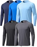 WENTTUO 5-Pack Mens Long Sleeve Shirts UPF 50+ UV Sun Protection Fast Dry Fishing Hiking Swim Rash Guard Wokout Shirt