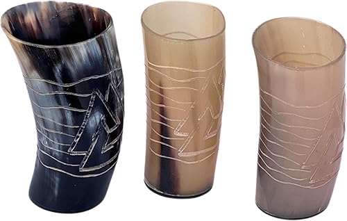 Miniatura 4 de Auténtica taza de vino inspirada en la medieval, vaso vikingo para beber, vaso hecho a mano, juego de 3