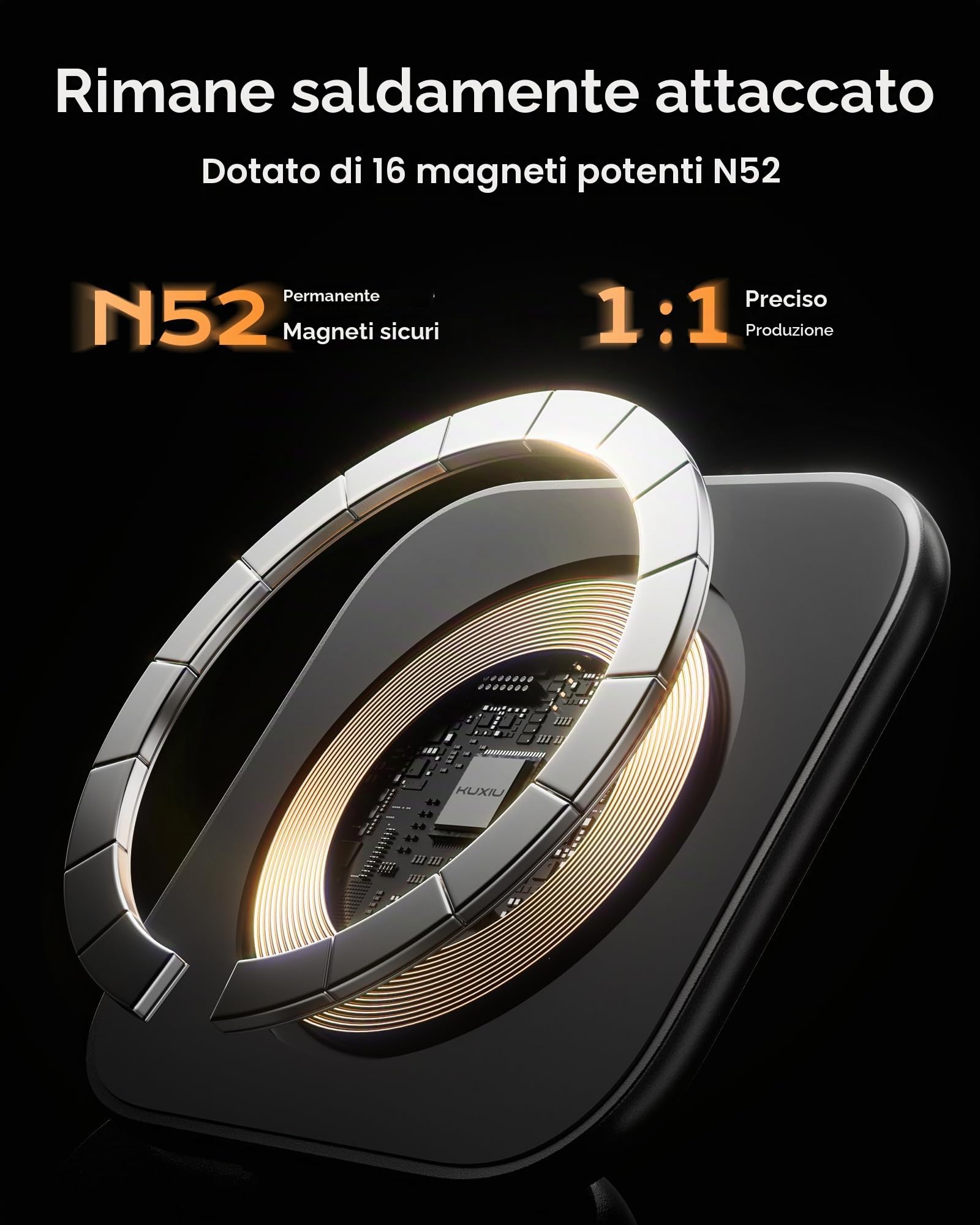 KU XIU X40 Turbo Qi2 25W Stazione di Ricarica, Caricatore Wireless 3 in 1 Pieghevole per iPhone 17/16/15/14/13/12/Air, 5W per iWatch 11–4/SE/Ultra & Auricolari Wireless, Design in Alluminio, Nero