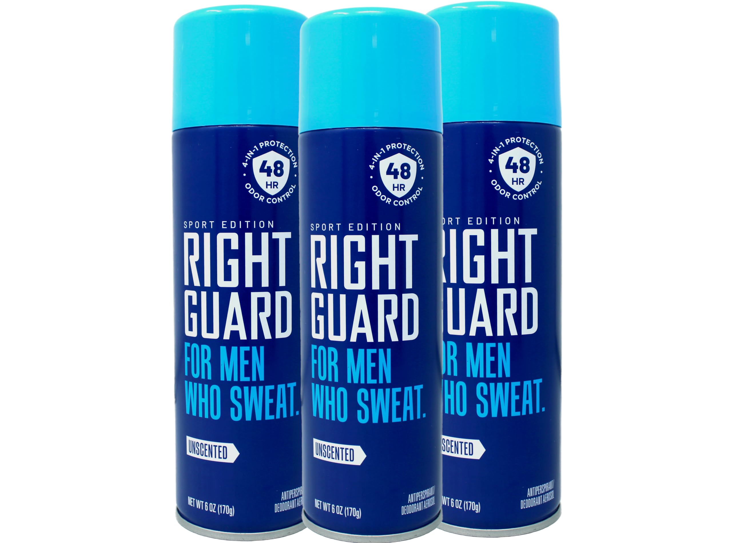 For Men Who Sweat, Antiperspirant Deodorant Aerosol Unscented - 6 oz, Pack of 3