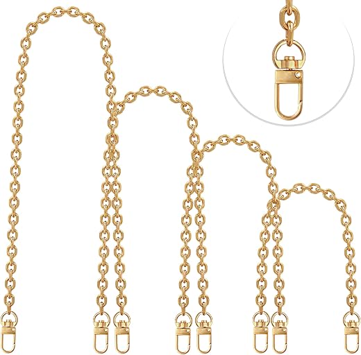 Chewarelly 4 Pcs Different Size Purse Chain Strap Cross body Chain Strap Replacement Chain for Handbag Shoulder Bag Purse(15.7/23.6/31.5/47.2 Inches-O chain 0.28 Inch, Gold)