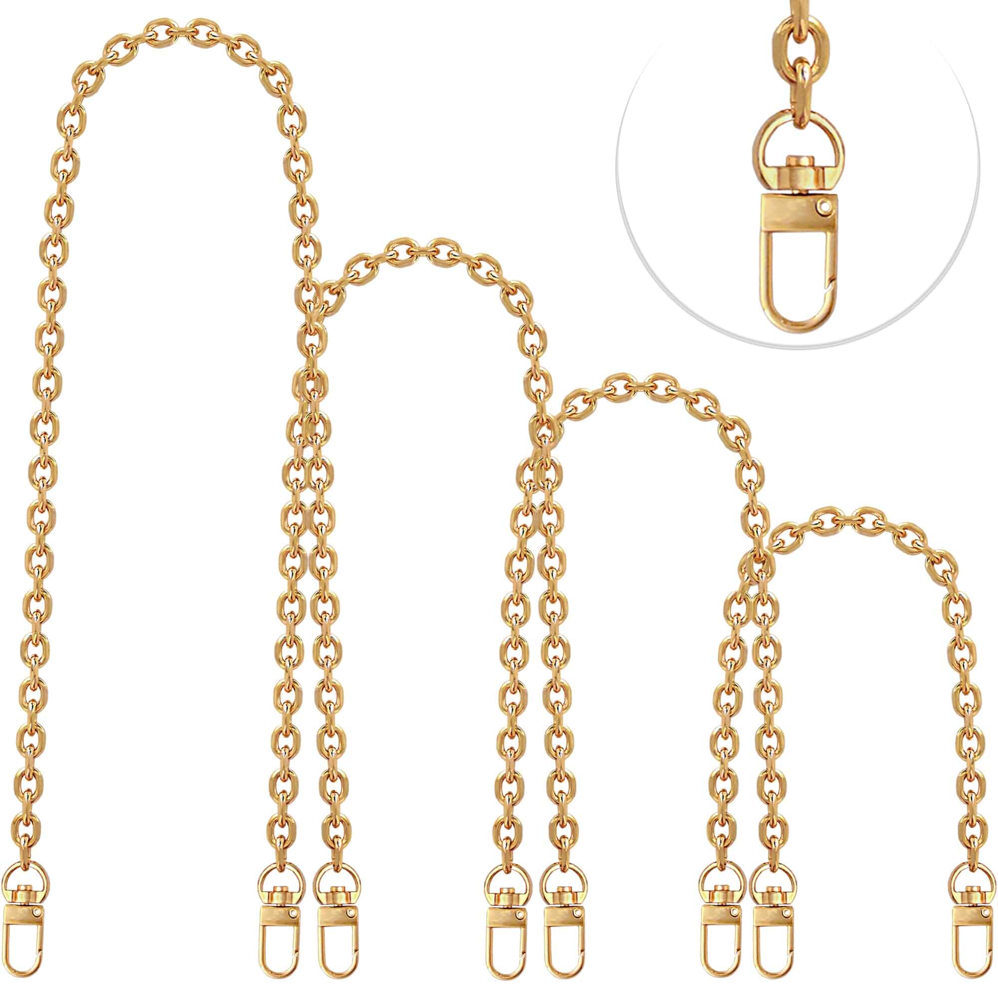 4 Pcs Different Size Purse Chain Strap Cross body Chain Strap Replacement Chain for Handbag Shoulder Bag Purse(15.7/23.6/31.5/47.2 Inches-O chain 0.28 Inch, Gold)