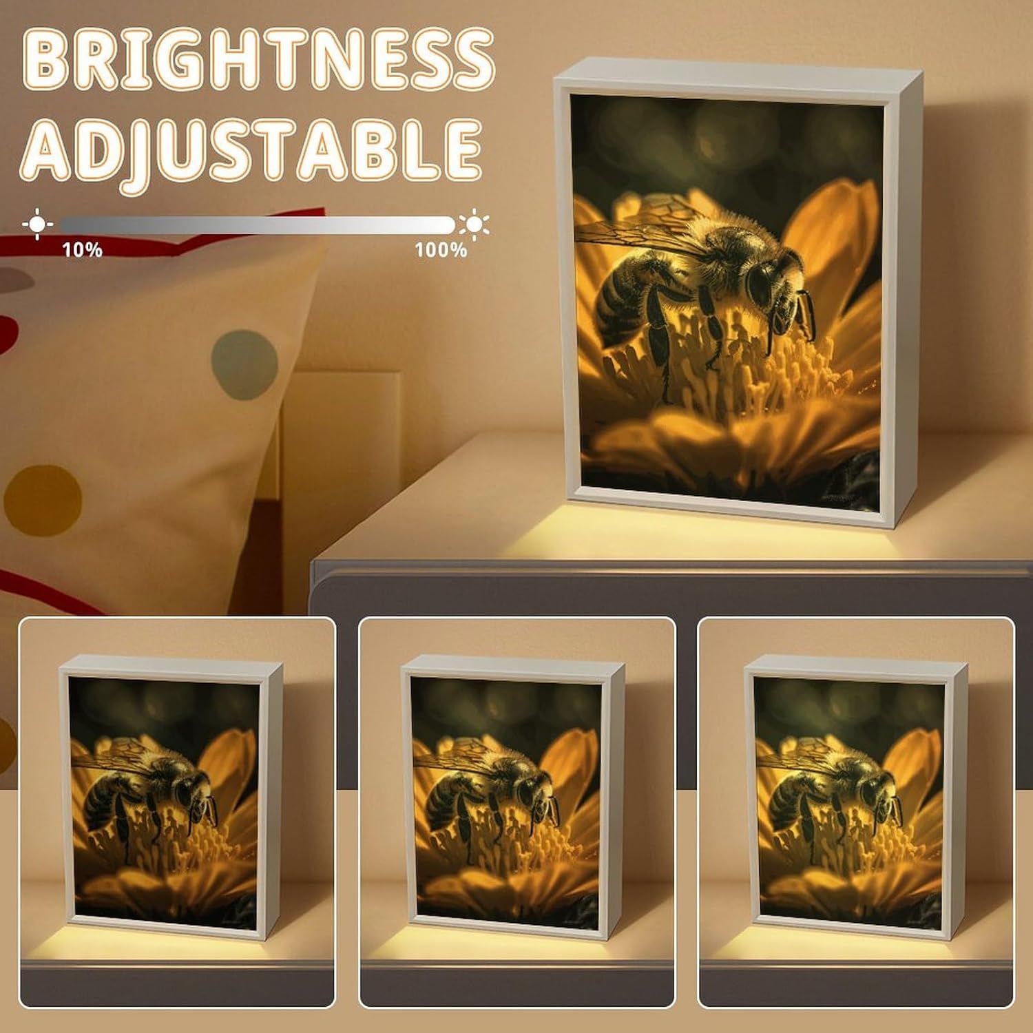 Serious Bee Vanity Mirror with Lights Lighted Makeup Mirror with 3-Color Lighting Dimmable LED Makeup Mirror for Vanity Desk Tabletop Bedroom Dressing Room image 5