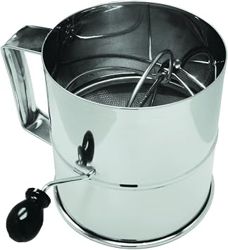 Update International Stainless Steel Rotary Flour Sifter, 8 Cup, 304 Stainless Steel