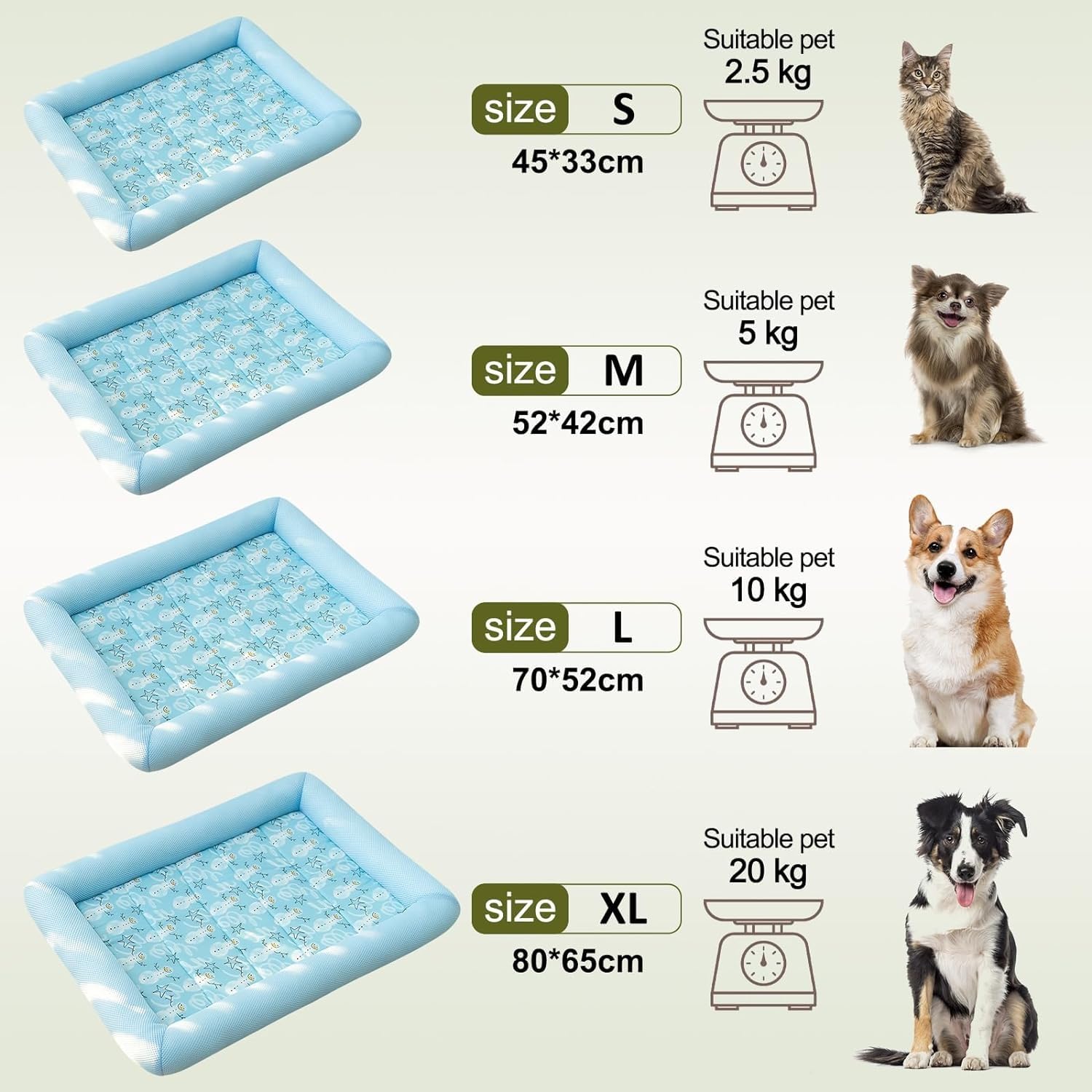 Tappetino Refrigerante For Cani 52x42 Cm, Tappetino Refrigerante Riutilizzabile For Animali Domestici, Tappetino Refrigerante For Cani Medio, Tappetino Auto-raffreddante For Cani Viaggi A Casa Estate(