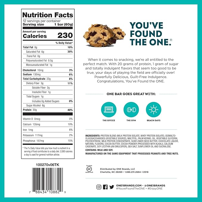 Barra de Proteínas One Chocolate Chip Cookie Dough 2.12 oz 4 Unidades miniatura 4