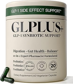 GLP-1 Support Supplement for Nausea, Bloating & Gut Health Synbiotic Pre, Pro & Postbiotic for Women & Men, GLP-1 Users Pharmacist Formulated, 20-in-1 60 Capsules