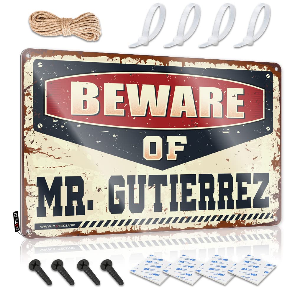 Room Accessories For Teen Boys Beware Of Mr. Gutierrez Tin Sign Funny Plaques For Men Bedroom Door Decor(30X40CM)