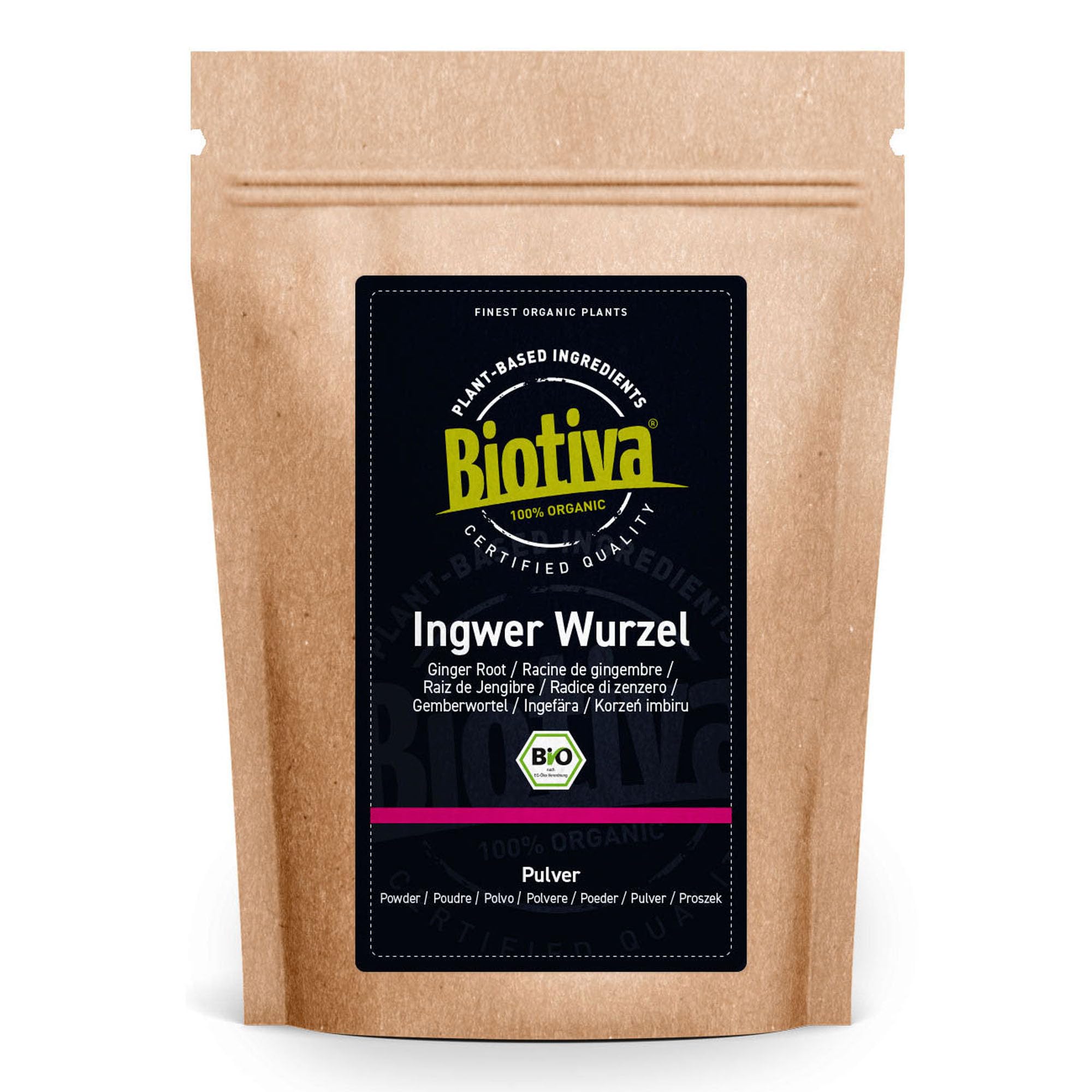 Proszek imbirowy Bio 1 kg (4 x 250 g) – imbir – korzeń imbiru mielony – np. do herbaty imbirowej i wody imbirowej – napełniany i kontrolowany w Niemczech