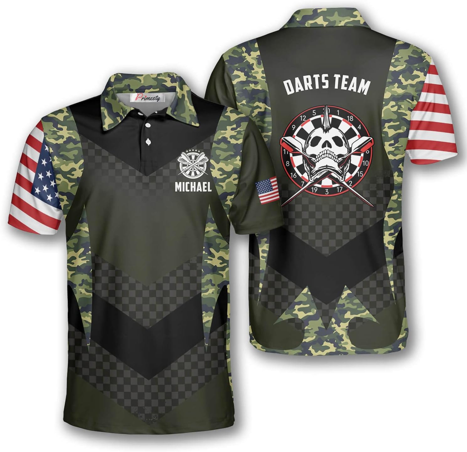 PRIMESTY Custom Darts Shirts for Men, Short-Sleeve Darts Jerseys, Personalized Polo Shirts