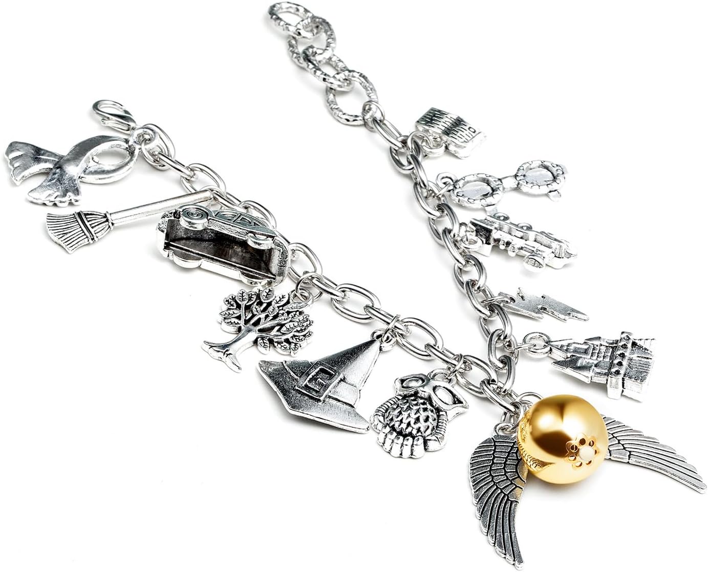Fancy Space Wizard Charm Bracelet for Girls and Women - Adjustable Silver Magic Jewelry with Charms - Birthday Graduation Gifts for Daughter, Granddaughter, Niece, Classmate