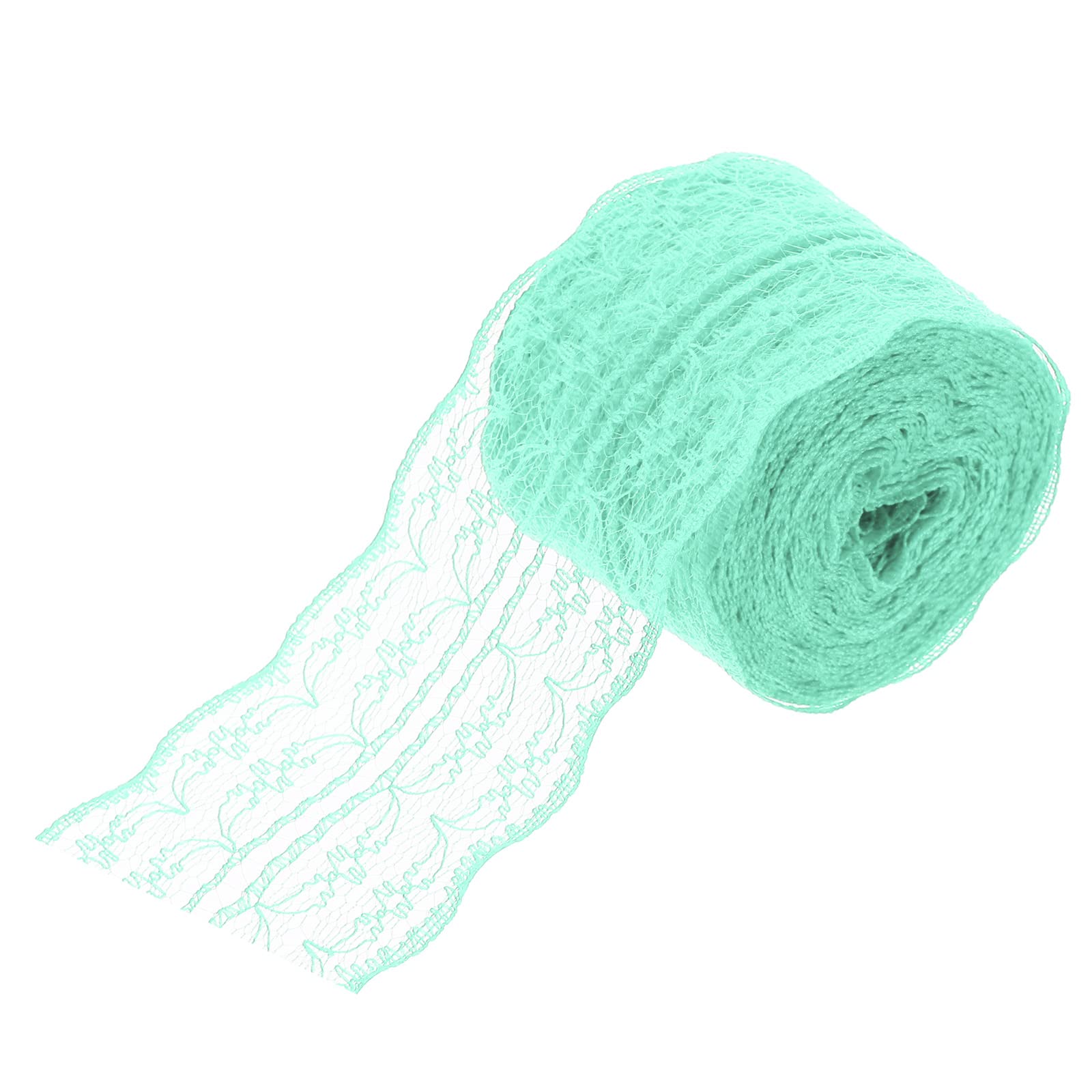 sourcing map 1.8 Inch Wide 11 Yard Lace Ribbon Floral Pattern Light Green Lace Trim Ribbon for Gift Wrapping Bouquets, Wedding Decor Sewing Making, and DIY Crafts