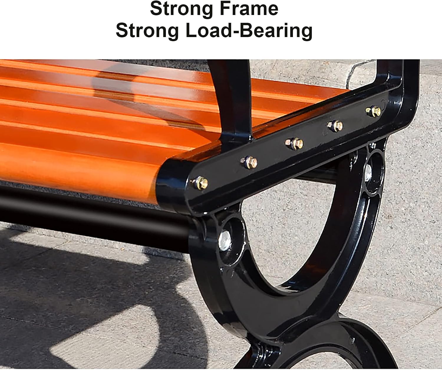 Weatherproof 59in Metal & Wood Outdoor Bench for Garden & Patio, Durable Dining Seating with Backrest, Ideal for Yard, Picnic & Outdoor Use