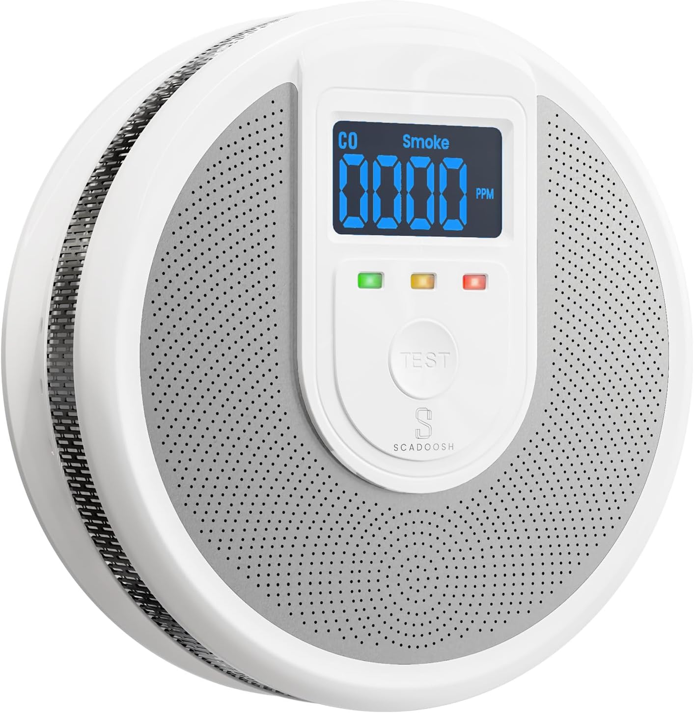 Smoke Alarm with Large LCD Display, LED Warning Light Indicators, Voice Alerts and Test Button, Battery Operated Smart Smoke Alarm for Home & Offices