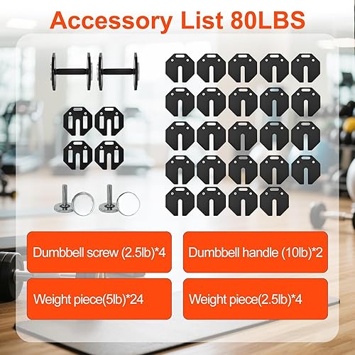 Miniatura 6 de Adjustable Dumbbell Sets, Each 508090LB Pairs Durable Steel Build, Free Weights Dumbbells Set of 2 with Anti-slip Handle,for MenWomen Gym Equipment